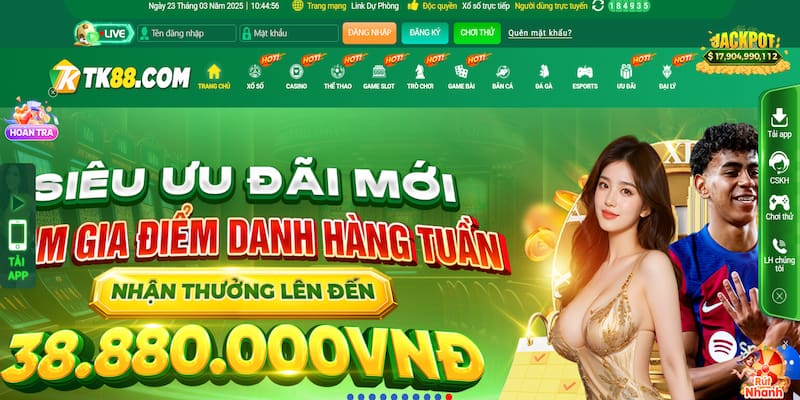 Nhà cái TK88 có giao diện đẹp mắt thu hút người chơi