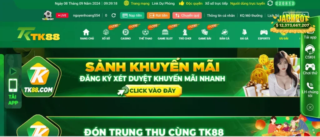 Ảnh minh hoạ: Nhà cái Tk88 là sân chơi có nhiều khuyến mãi hấp dẫn cho thành viên